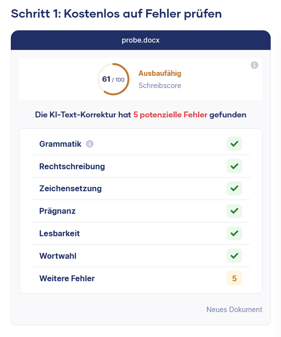 Kostenlose Textprüfung